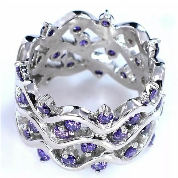 ♡New Silver Plated purple amethyst statement ring♡ - Picture 3 of 5